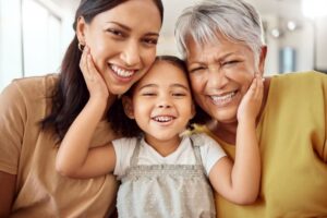 Portrait of three generations of women in the same family 